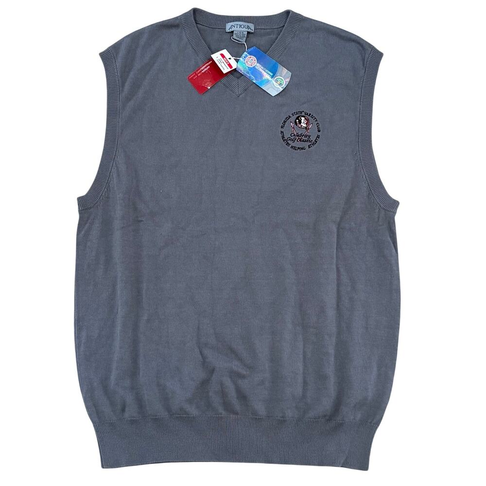 NWT Florida State Seminoles Men's Varsity Club Golf Vest Gray Antigua Size Large